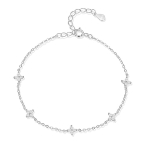 Exquisite S925 sterling silver clover bracelet with sparkling diamonds for women
