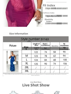 Detailed size chart with measurements for the sexy tie-dye lace trim bodycon maxi dress