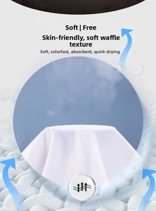 Macro detail showing high breathability and absorbent waffle weave fabric texture