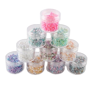 Perle finte iridescenti tonde da 3-5mm in bottiglie per creazione gioielli fai da te