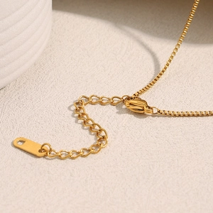 18K gold plated stainless steel square letter necklace with lobster clasp and extender