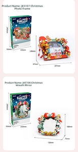 Detailed view of Christmas building block sets with frame and mirror holiday designs