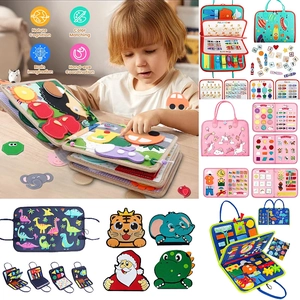 Montessori Busy Board Felt Sensory Toy For Toddlers Preschool Learning Fine Motor Skills Travel Handbag Educational