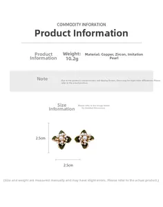 Tableau des tailles détaillé pour boucles d'oreilles vintage fleur émail vert et perles