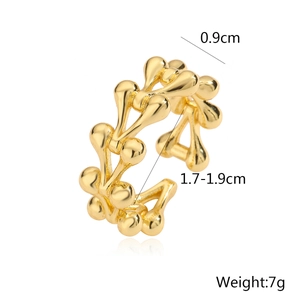 Irregular 18K gold-plated open ring with size specs, 0.9cm width and 7g weight