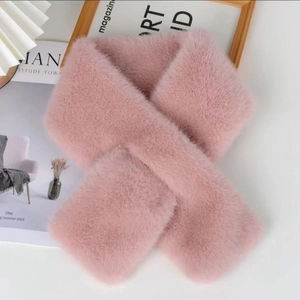 Soft pink faux mink fur scarf with plush texture for autumn and winter warmth