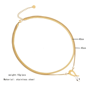 Detailed view of gold snake pendant necklace with 40-45cm chain length and S.Steel mark