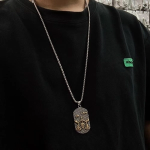 Vintage steel Libra zodiac pendant in gold and silver finish on a sturdy box chain necklage