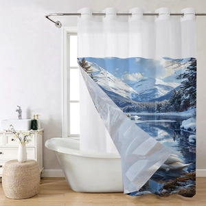 Détail de l'imprimé montagne de neige sur tissu de rideau de douche double épaisseur