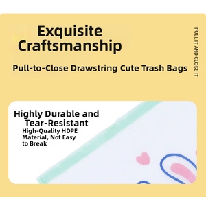 Detail of HDPE drawstring garbage bag showing reinforced closure and durability