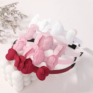 Set of 4 elegant 3D embroidered butterfly headbands in macaron colors for girls