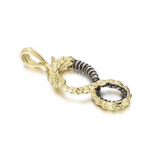 Golden Viking infinity Ouroboros dragon pendant in stainless steel for men