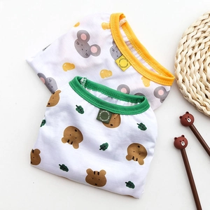 Detail of breathable cotton pet vests with cute bear and mouse cartoon prints