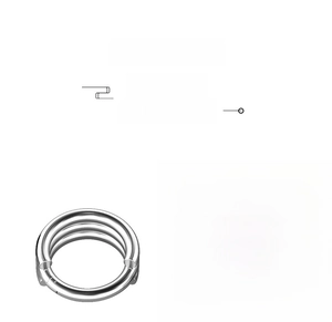 Detail of high-polished stainless steel triple nose hoop with manual polishing finish