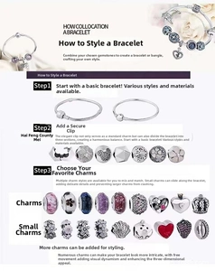 Detailed guide showing silver snake chain with heart charms and crystal spacers for DIY jewelry