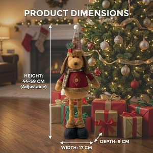 Detail of retractable Christmas elk doll with adjustable height from 44 to 59cm