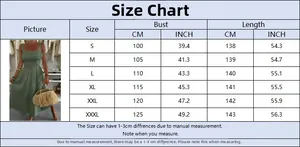 Size chart for elegant tube top maxi dress with bust and length in cm and inches