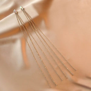 Lange Quasten-Ohrhänger Mit Strass-Legierung Und 925 Sterling Silber Ohrstecker Für Damen Party Bankett Eleganter Schmuck