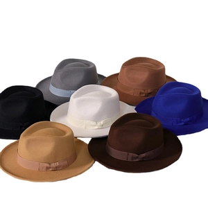 Classic wool felt fedora hats with satin ribbon bow in multiple vintage colors