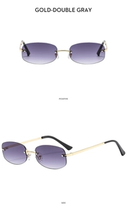 Frameless gold-double gray sunglasses shown from positive and side perspective views