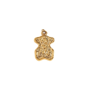 18K gold plated stainless steel starfish mirror bear pendant necklace with hammer texture