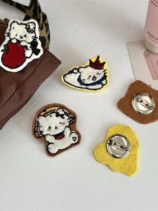 Cute cartoon cat plush embroidered badges for bags and clothing decoration on canvas bag