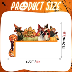 Detailed size chart showing 20x13.2cm dimensions for the Halloween door corner decor