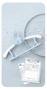 Blue non-slip baby hanger with cute polar bear motif and soft shoulder pads for infant clothes