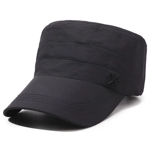 Men's minimalist black quick-dry cotton cadet cap for sun protection and outdoor fishing