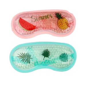Reusable gel bead eye masks with tropical fruit patterns for hot and cold therapy