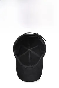 Detail view of the thick warm lining and adjustable strap of a winter baseball cap