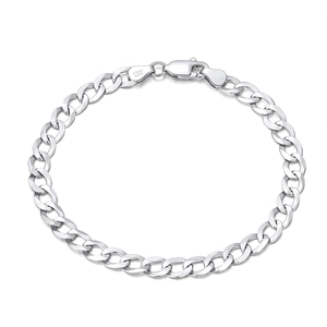 Classic S925 sterling silver curb chain bracelet with lobster clasp for men and women
