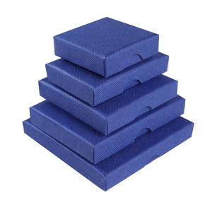 Set of 5 navy blue jewelry gift boxes with cross-grain texture in various sizes