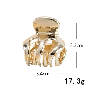 Polished gold pumpkin metal claw clip for high ponytail with 3.4cm size specifications