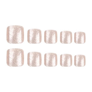 Coffret de faux ongles de pieds à paillettes champagne avec dix pièces de tailles variées