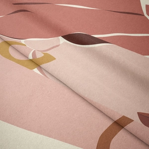 Detailaufnahme der weichen Textur und geometrischen Muster des gewebten Wandteppichs