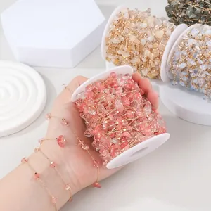 Handmade Natural Crystal Stone Chip Gravel Chain For DIY Jewelry Making Bracelet Necklace Findings Accessory 14K Gold Filled