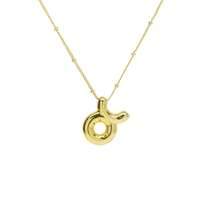 Golden balloon style Taurus constellation pendant necklace with high gloss metallic finish