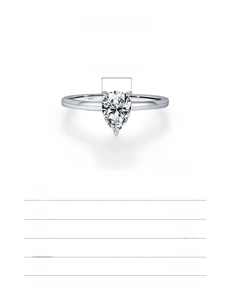 Detailed parameters for 0.80Ct pear cut moissanite ring in S925 sterling silver
