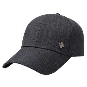 Classic dark grey textured baseball cap for middle-aged men with metallic side accent