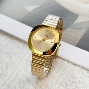 Women Quartz Watch Elegant Square Round Dial Alloy Case Metal Elastic Strap Fashion Casual Ladies Wristwatch