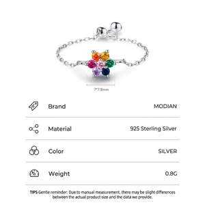 S925 Sterling Silver flower ring with colorful zircons and adjustable band design