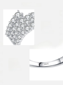 Detailed macro view of S925 sterling silver stamp and hand-set 5A cubic zirconia on ring
