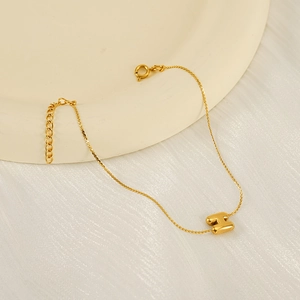 Elegant gold letter H pendant bracelet with adjustable stainless steel thin chain link