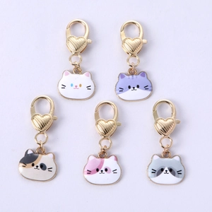 Cute Cartoon Cat Rabbit Butterfly Keychain Zinc Alloy Enamel Bag Charm Pendant With Heart Shape Lobster Clasp Novelty Gift