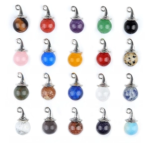 Collection of 12mm gemstone wizard hat pendants including amethyst and red agate stones