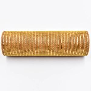 Detail of metallic gold deco mesh ribbon roll for Christmas tree and gift wrapping