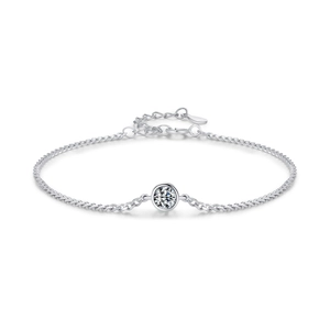 Elegant S925 sterling silver bubble chain bracelet featuring a brilliant moissanite stone