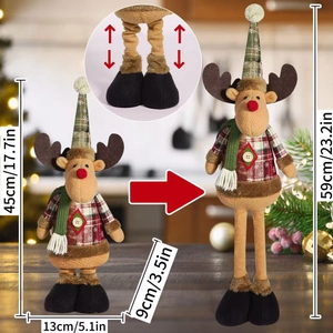 Standing Christmas reindeer doll with telescopic legs adjustable from 45cm to 59cm height