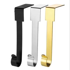 Heavy duty metal Christmas stocking hooks shown in black, silver, and gold finishes